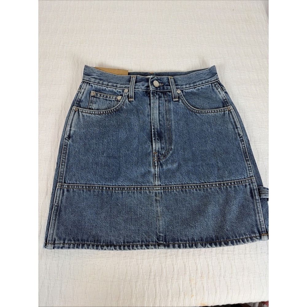 Helmut Lang Jean Utility Skirt Sz 27 Light Blue High Waist Rise